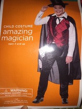 NWT Amazing Magician Top Hat Cape Boys Halloween Costume Small 4-6 