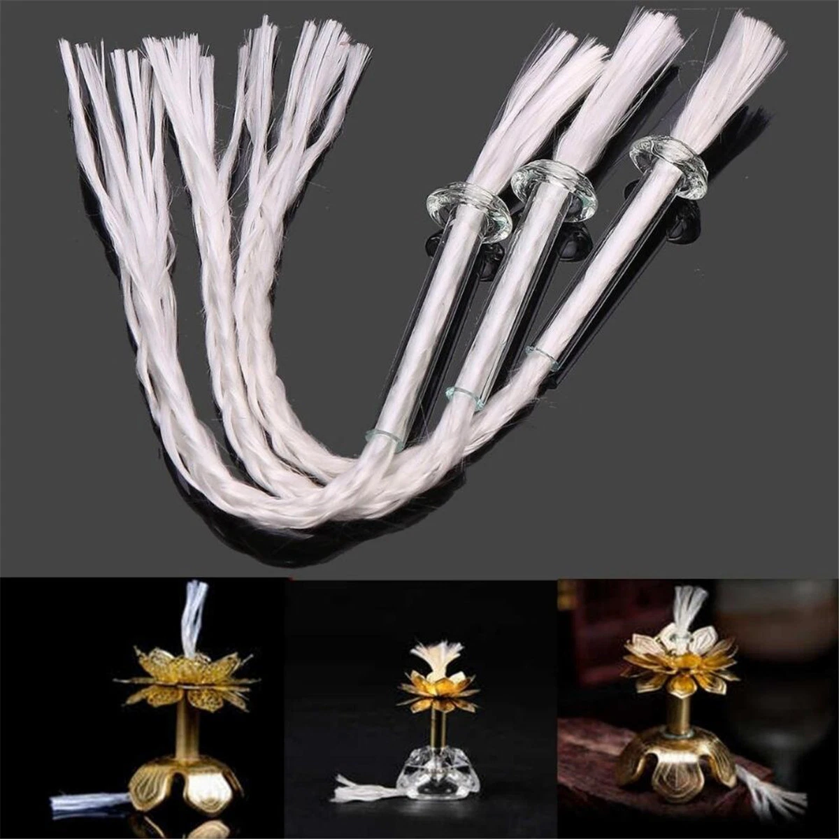 3Pcs Glass Fiber Wick With Glass Holder for Kerosen Oil Lamp Alcohol Wine  Bottle