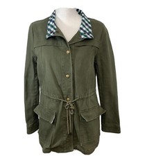 Eden Society Jacket Woman Medium Utility Chore Army Green Cinched Pockets Snaps