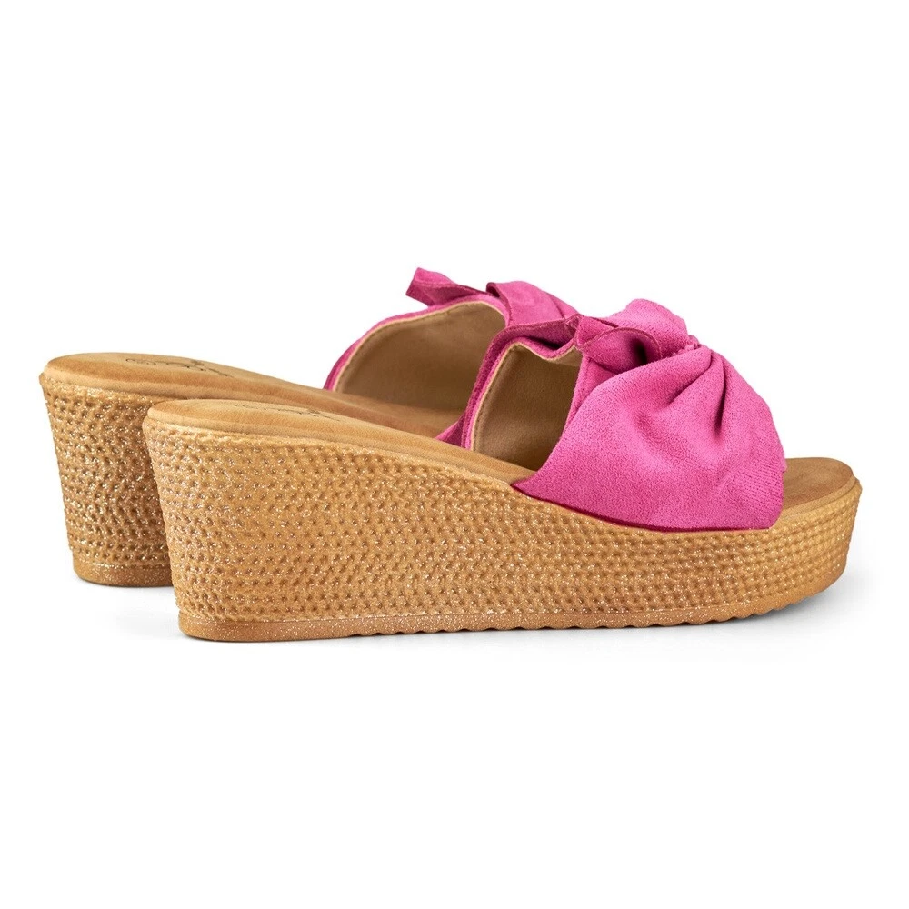 Chaussons femme fuchsia sur talon compens confortable eBay