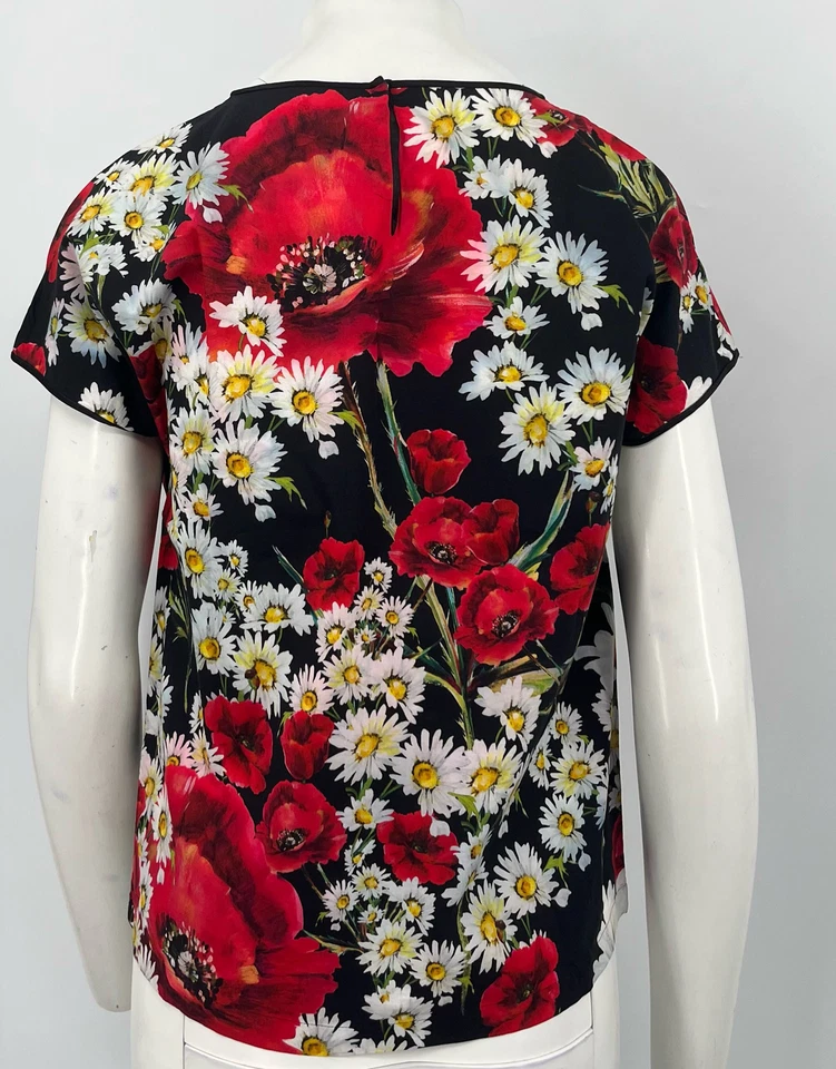 Camiseta manga corta Dolce & Gabbana estampado rosa rojo algodón/seda talla 42 Foto 4 de 4