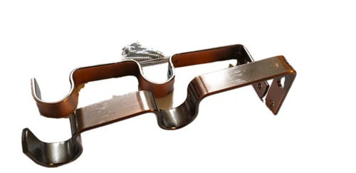 Curtain Pole Bracket Double Rod Wall Bracket Holder Heavy Duty Metal (2 pieces)  - Picture 14 of 18