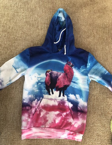 Llamacorn Hoodie Galaxy Pink Blue 