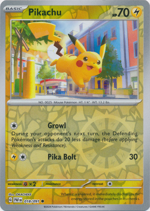 Pikachu 018/091 Paldean Fates Pokemon TCG Reverse Holo