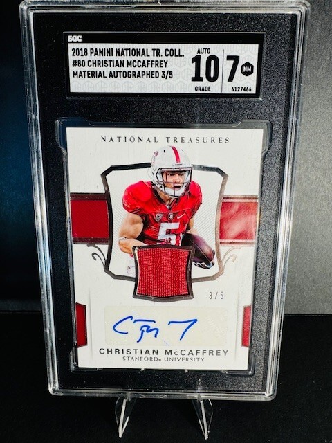 Christian McCaffrey RC Patch Auto 3/5 National Treasures SGC 10 Dual Grade