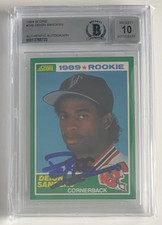 1989 Score Deion Sanders (Prime) #246 Signed Rookie Card RC Beckett BAS 10 Auto