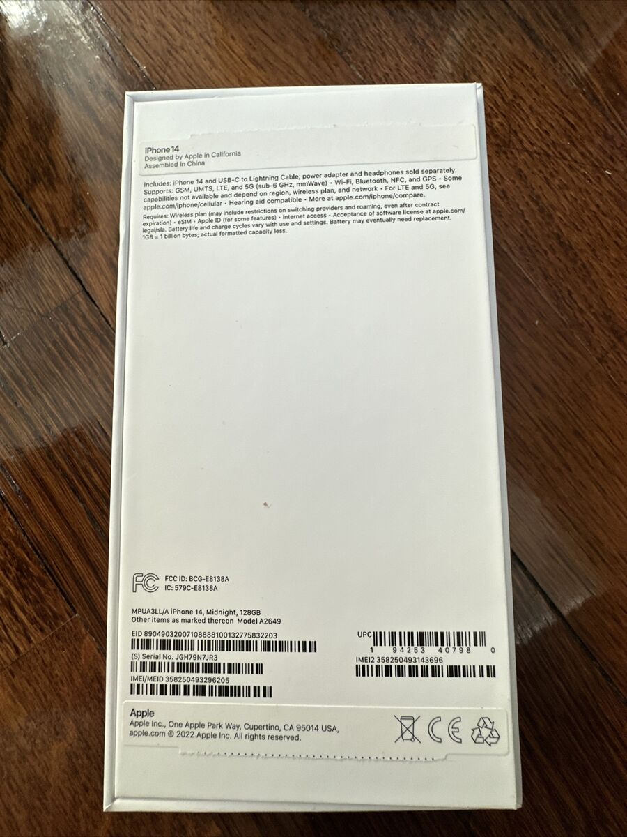 Apple iPhone 14 128 GB MIDNIGHT BOX ONLY | eBay Apple iPhone 14 128 GB MIDNIGHT BOX ONLY | eBay