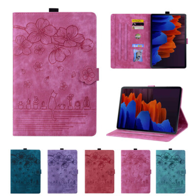 Sakura Katze Fall Für Samsung Galaxy Tab S9 S8 Plus Ultra S7 FE A9 A8 Ledertasch