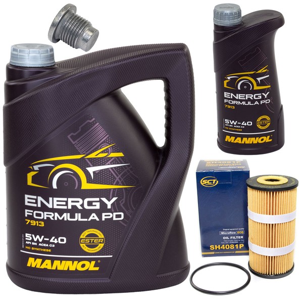 MotoröL Set 5W-40 6 Liter + ÖLfilter SH 4081 P + Schraube FüR Opel Vivaro 1.6-image
