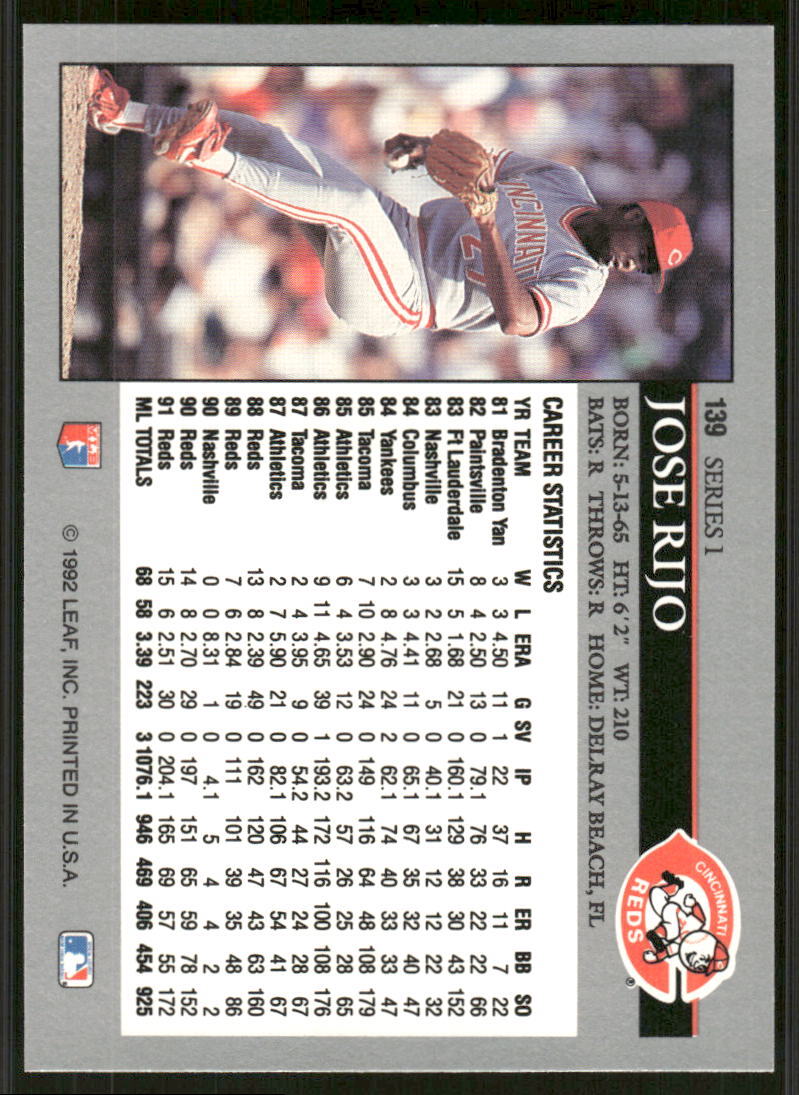 Ryoページ( ＾∀＾) 1992 Leaf #139a Jose Rijo | eBay