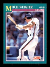 1991 Baseball Score Mitch Webster Cleveland Indians #594