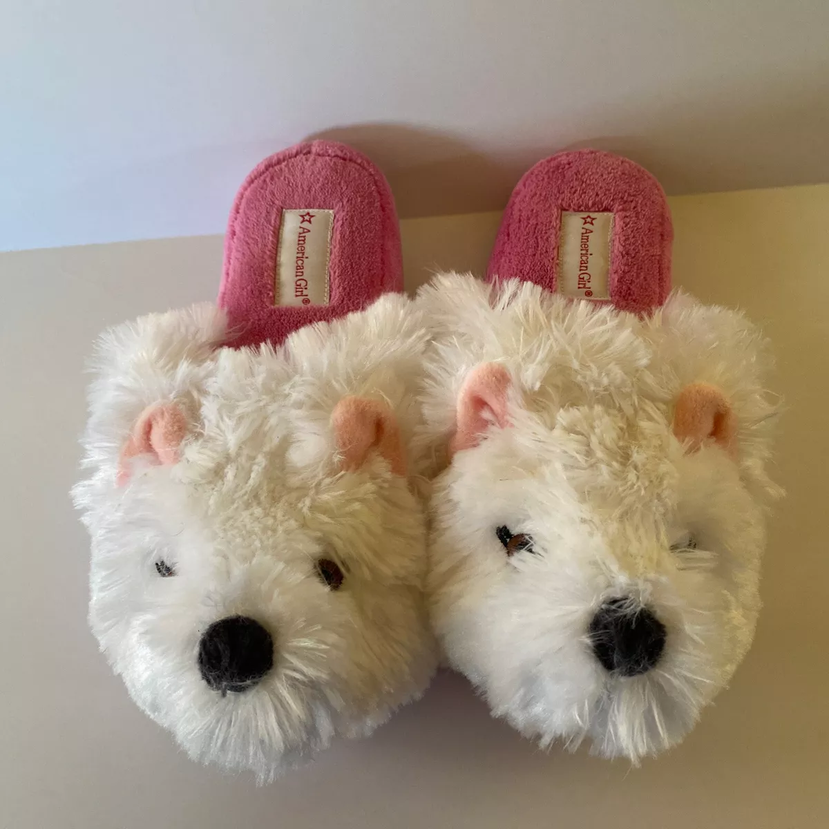 American Girl Puppy Youth Winter Plush Slippers Shoes Soft Size 3.5-5 | eBay