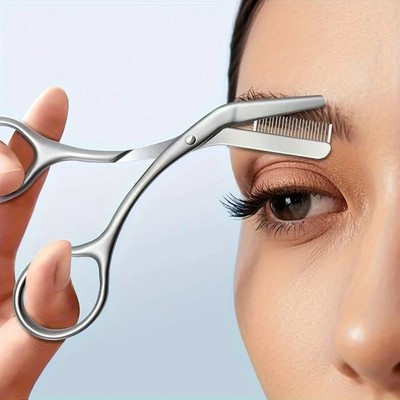 Professional Stainless Steel Eyebrow Scissors with Comb Hypoallergenic Ergonomic