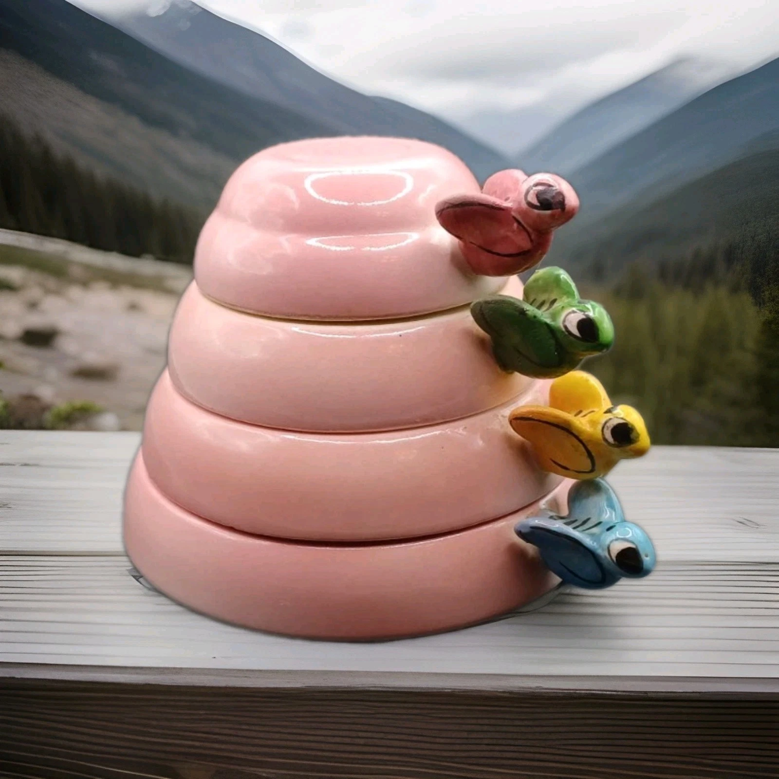 Vintage Japan Menschik Goldman Butterfly Pink Measuring Cups Set
Opens in a new window or tab