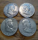 Lot of 4 Franklin Half Dollars --  1961, 1962 and (2) 1963  -- 90% Silver