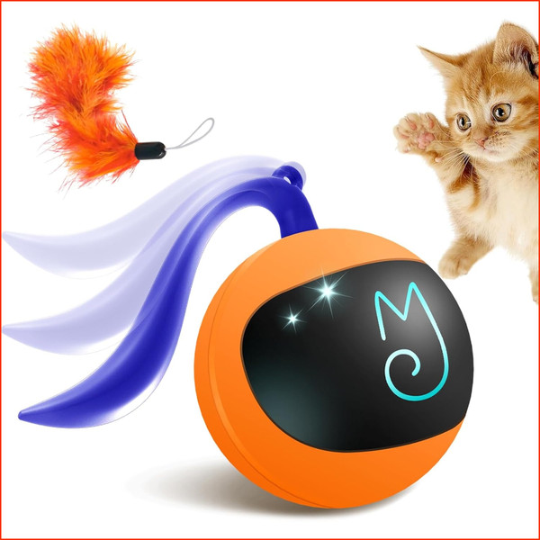 Katzenspielzeug Elektrisch Interaktiver Ball Mit Federn BerüHrungsaktivierung-image