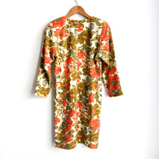 Vintage Zip Vacation Knit Floral Colourful Sheath Dress S