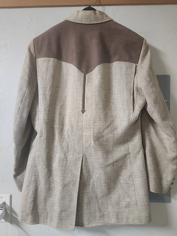 Vintage Pioneer Wear Western Brown Blazer Size 40L Suede Front/Back Poly/Wool - Image 2 of 4