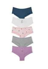 VICTORIA'S SECRET 5-Pack Cotton Lace-Trim Cheeky Pantie NEW Size L, M, S  H0-1