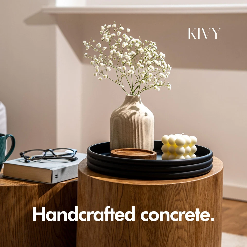 Bandeja redonda decorativa de hormigón 11x1,5 pulgadas - Tazón de mesa de centro circular moderno... Foto 2 de 4