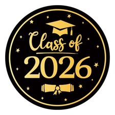 Graduation Stickers 2026 Class of 2026 Stickers, 60PCS 2 2 Inches, Black Gold