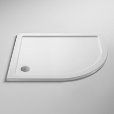 Pearlstone White Offset Quadrant Shower Tray 900mm x 800mm RH