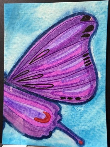 ACEO, Butterfly wing, Original design watercolor, art card, OOAK, summer art