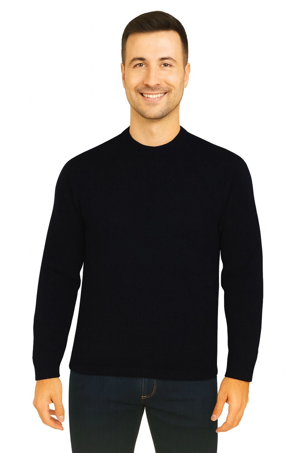 MEN HANDMADE ANDEAN ALPACA SOLID BLACK SWEATER SZ M