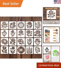 20Pcs Flower Stencils for Painting, 3 Inch Reusable Sunflower Plant Botanical