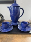 Old Fiesta Teapot Fiestaware Cobalt Stick Handle Cups And Saucers