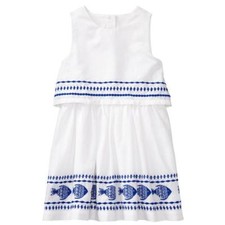 NWT Gymboree Fish Border Dress Girls kid and toddler Sizes White Blue