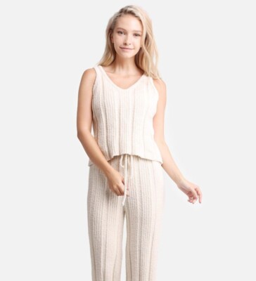 ComfyLuxe Solid Color Ribbed Lounge Tank Top