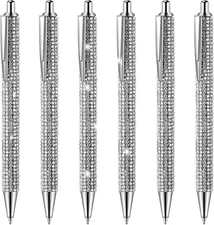Jeyiour 6 Pcs Bling Pen Cute Diamond Wedding Rhinestones Gift Metal Ballpoint Fa