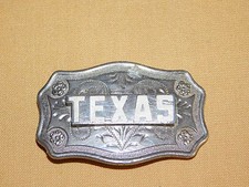 VINTAGE 2 5/8" WIDE TEXAS METAL BELT BUCKLE