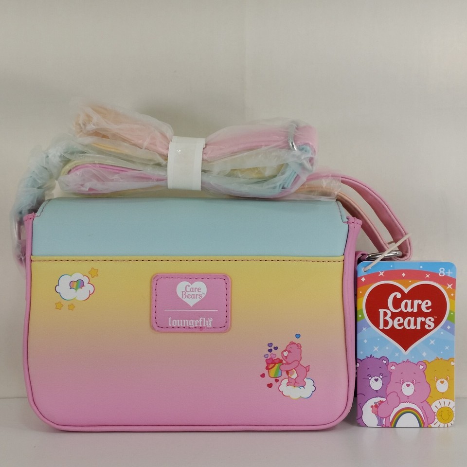 Loungefly Care Bears Rainbow Ombre Crossbody Bag Purse Clouds Heart