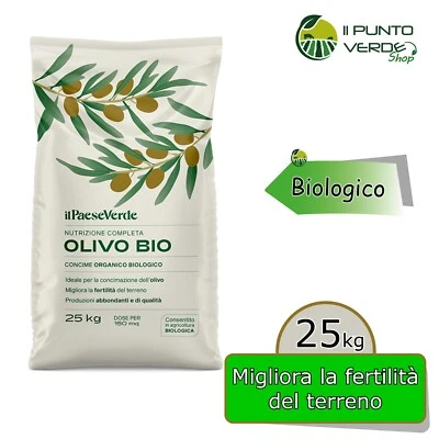 IL PAESE VERDE Agribios OLIVO BIO 25 Kg concime organico specifico per uliveto 150 mq BIOLOGICO