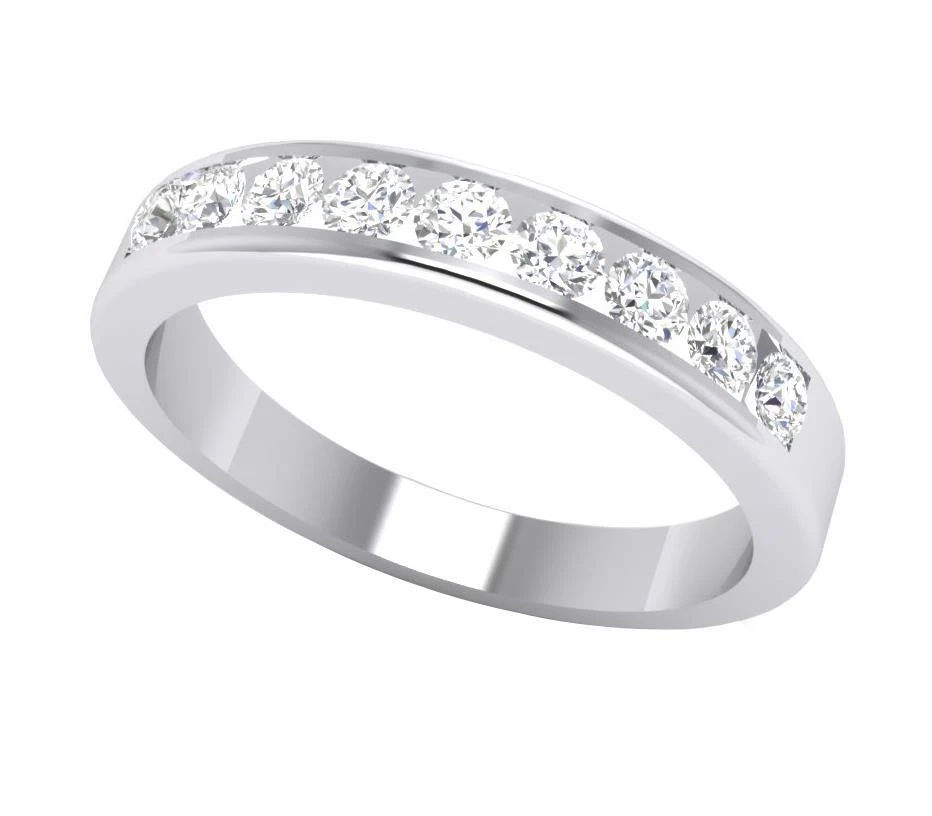 Anillo de boda de aniversario VVS F 0,50 quilates cultivado en laboratorio diamante talla redonda oro blanco de 14 k Foto 4 de 4