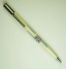 Vintage Mechanical Pencil SCRIPTO White Plastic , Chrome - w/Advertising