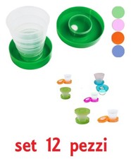 x 12 Pz Bicchiere Tascabile Richiudibile Porta Compresse Plastica Scuola idea