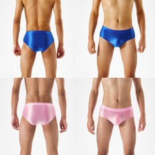 Mens Glossy Briefs Swimwear Panties Smooth Low Rise Bikini Thongs Underwear us /