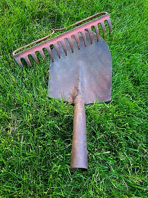 Vintage Rusty Garden Rake Head & USA Shovel Head, Garden, Farm ...