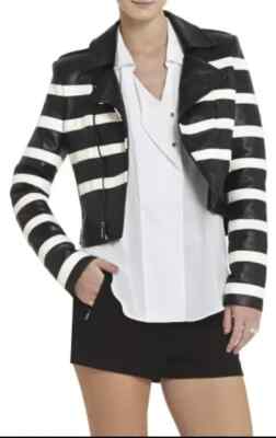New Handmade Lambskin Stylish Jacket Soft Leather Women's Black Genuine Biker