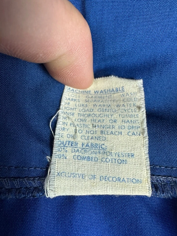 Weather Tamer Jacket Adult 38 Blue Striped Full Zip Hooded Parka Rain Coat Vtg - Image 4 of 4