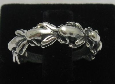 Echt Sterling Silber Ring Frösche Band massiv gepunzt 925 Handarbeit