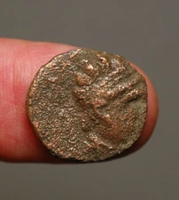 K20-18 KUSHAN.  Vima Takto. c.90-113AD Æ Drachm Imitating Heliokles I of Baktria