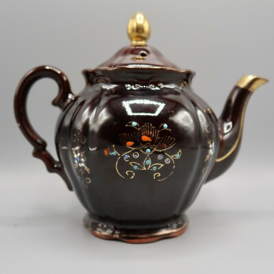 Vintage Del Coronado Nasco Brown Hand Painted Tea Pot Japan
