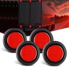 Nilight 2.5Inch Round Marker Light 4PCS Red 13LED Marker Clearance Light