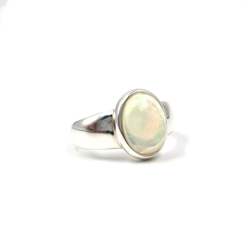 925 Sterling Silber Ring 3.79ct Opal oval Band Ring tolles Feuer 19.1mm / 60 - Picture 9 of 14