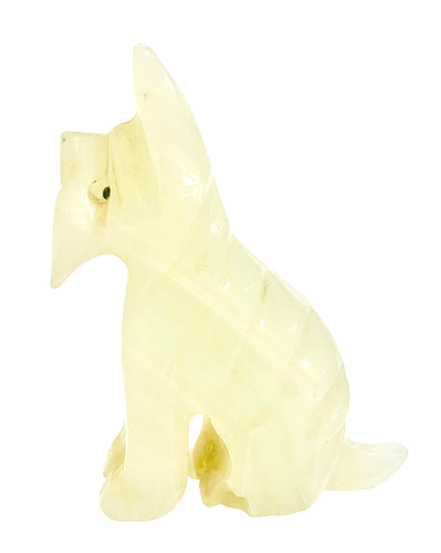 White Onyx (Marble) Schnauzer Dog - Hand Carved - 3.5 in Tall - Picture 5 of 12
