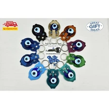 Turkish Greek Mati Evil Eye Owl Keyrings Key Chains Handmade Blue Eye Protection
